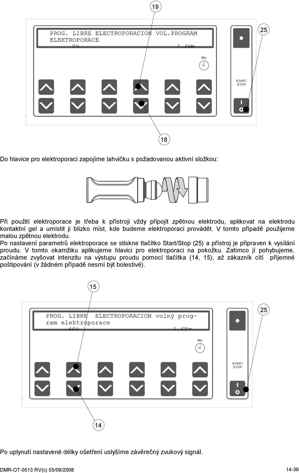 aplikovat na elektrodu kontaktní gel a umístit ji blízko míst, kde budeme elektroporaci provádět. V tomto případě pouţijeme malou zpětnou elektrodu.