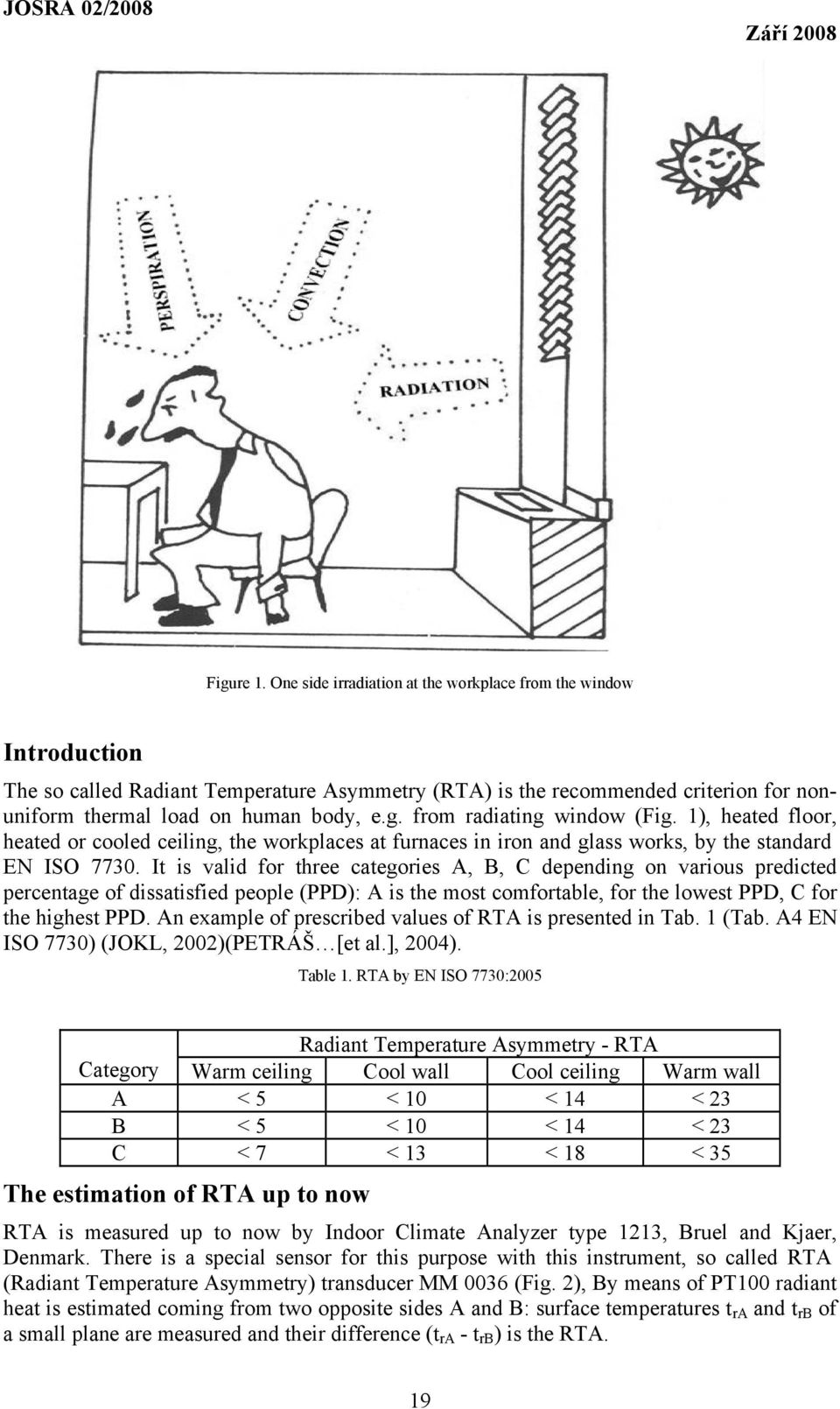 from radiating window (Fig. 1), heated floor, heated or cooled ceiling, the workplaces at furnaces in iron and glass works, by the standard EN ISO 7730.