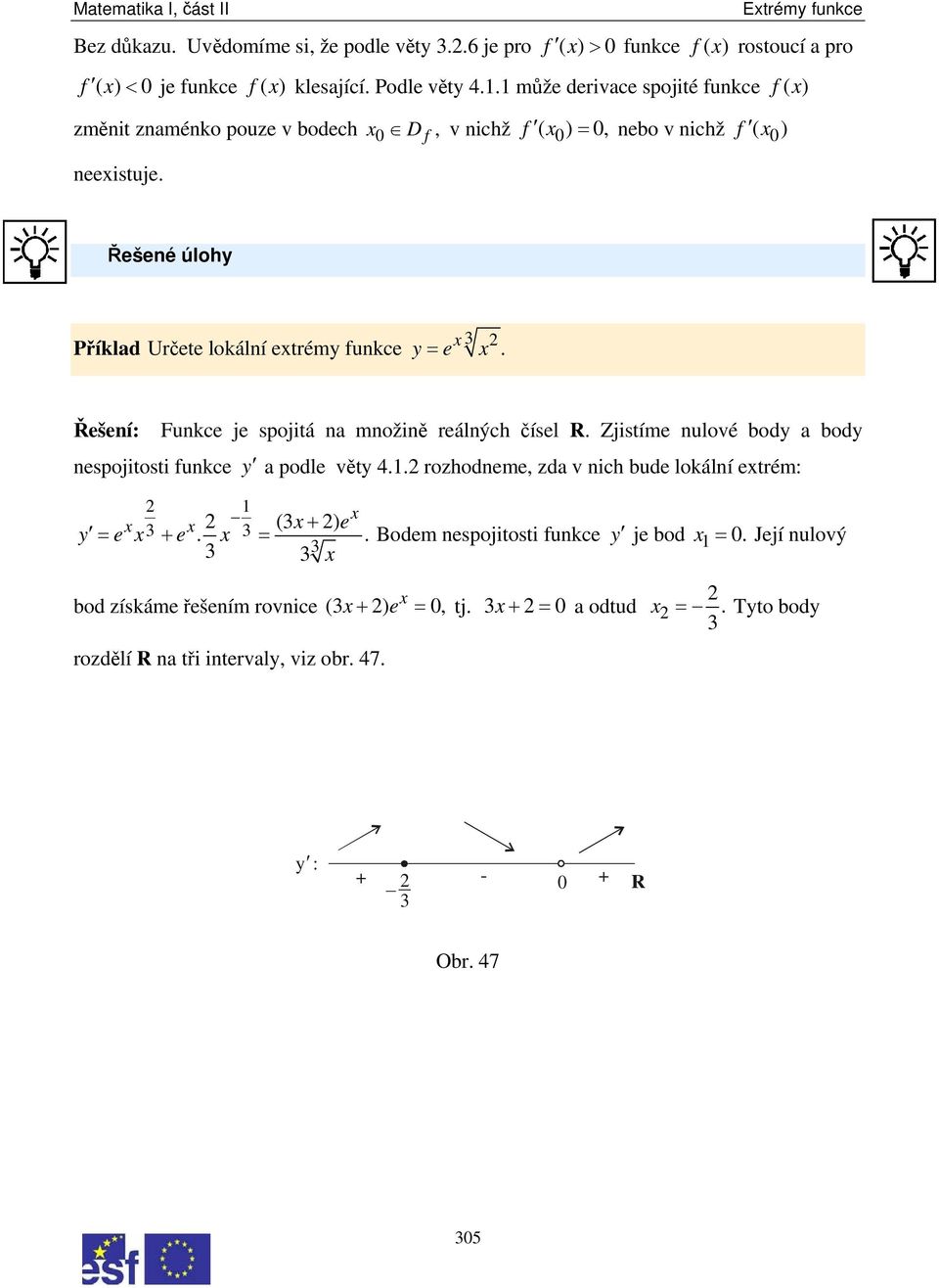 Řšné úloh Příklad Určt lokální trém funkc =. Řšní: Funkc j spojitá na množině rálných čísl R. Zjistím nulové bod a bod nspojitosti funkc + a podl vět 4.
