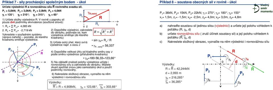 1 1 3 3 4 4 ) Dopočtěte výslednici akeslete do obáku podívejte se kam výslednice směřuje (do kteého kvadantu) 3) Učete ostý úhel kteý svíá výslednice např.