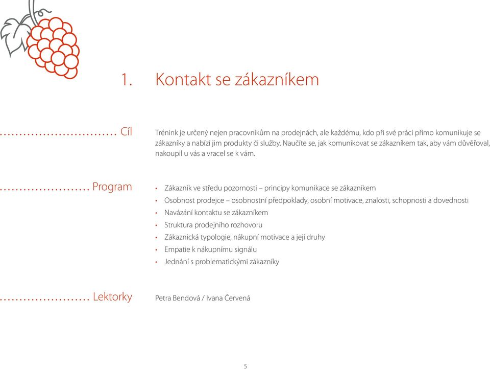 Program Zákazník ve středu pozornosti principy komunikace se zákazníkem Osobnost prodejce osobnostní předpoklady, osobní motivace, znalosti, schopnosti a dovednosti