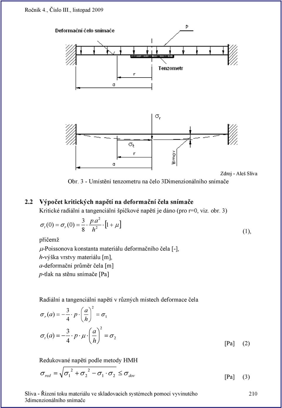 a t ( 0) = r (0) = 1+ 8 h přičemž [ μ] μ-poissonova konstanta materiálu deformačního čela [-], h-výška vrstvy materiálu [m], a-deformační průměr čela [m]