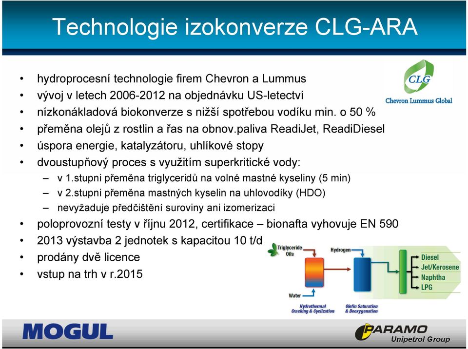 paliva ReadiJet, ReadiDiesel úspora energie, katalyzátoru, uhlíkové stopy dvoustupňový proces s využitím superkritické vody: v 1.