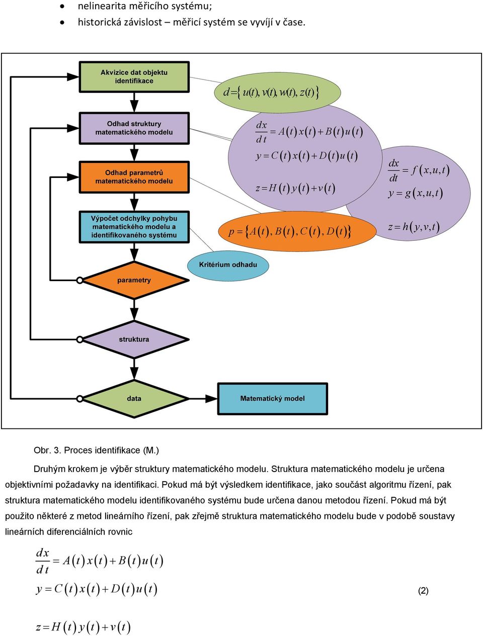 ) Druhým krokem je výběr struktury matematického modelu. Struktura matematického modelu je určena objektivními požadavky na identifikaci.