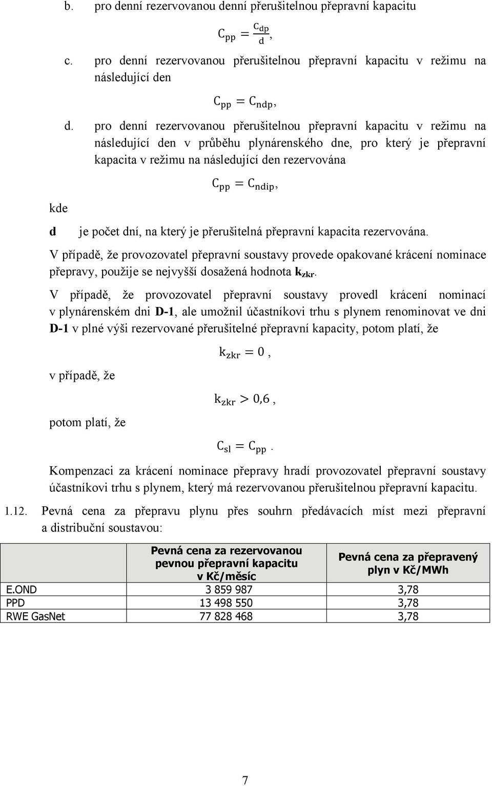 počet dní, na který je přerušitelná přepravní kapacita rezervována.