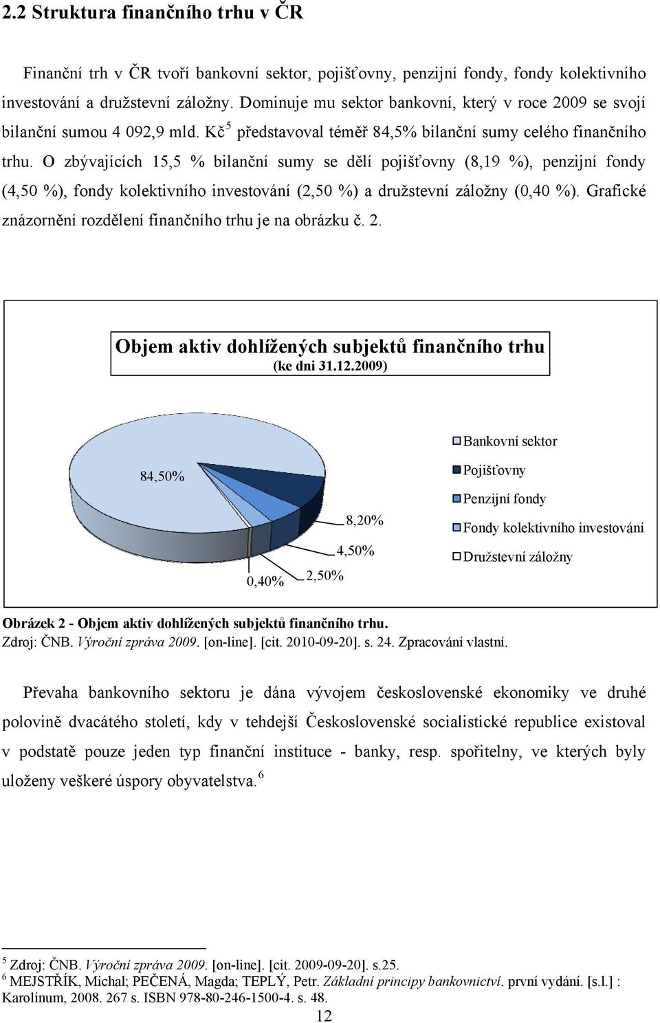 O zbývajících 15,5 % bilanční sumy se dělí pojišťovny (8,19 %), penzijní fondy (4,50 %), fondy kolektivního investování (2,50 %) a družstevní záložny (0,40 %).