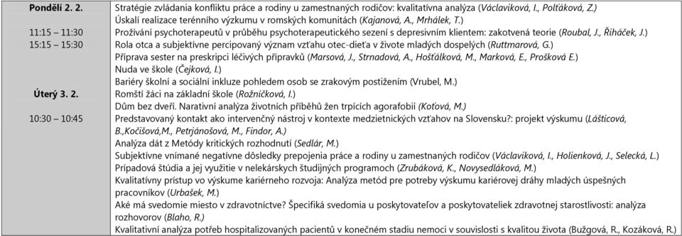 ) Prožívání psychoterapeutů v průběhu psychoterapeutického sezení s depresivním klientem: zakotvená teorie (Roubal, J., Řiháček, J.