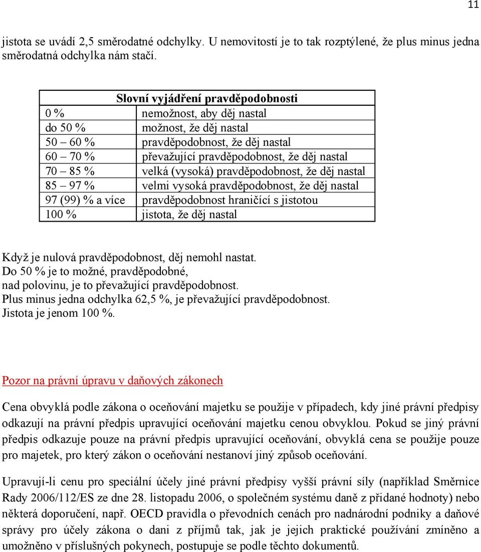 (vysoká) pravděpodobnost, že děj nastal 85 97 % velmi vysoká pravděpodobnost, že děj nastal 97 (99) % a více pravděpodobnost hraničící s jistotou 100 % jistota, že děj nastal Když je nulová