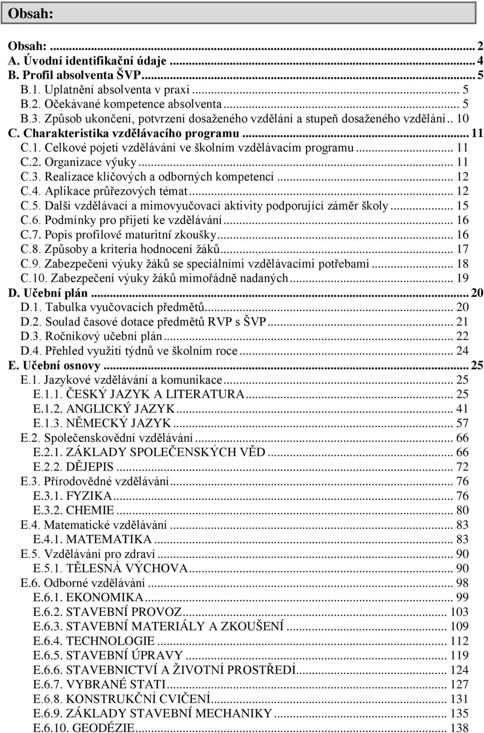 Organizace výuky... 11 C.3. Realizace klíčových a odborných kompetencí... 12 C.4. Aplikace průřezových témat... 12 C.5. Další vzdělávací a mimovyučovací aktivity podporující záměr školy... 15 C.6.