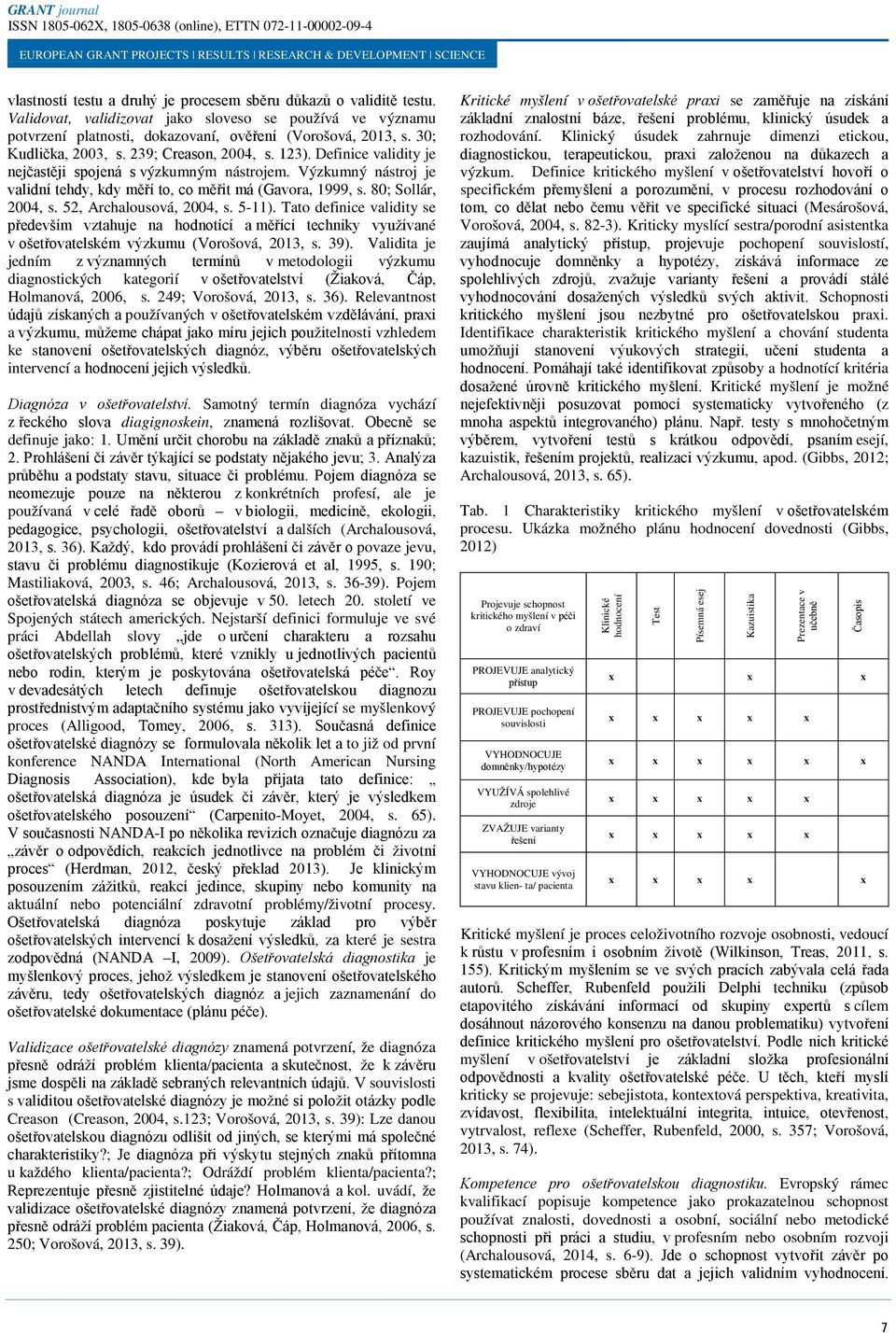 80; Sollár, 2004, s. 52, Archalousová, 2004, s. 5-11). Tato definice validity se především vztahuje na hodnotící a měřící techniky využívané v ošetřovatelském výzkumu (Vorošová, 2013, s. 39).