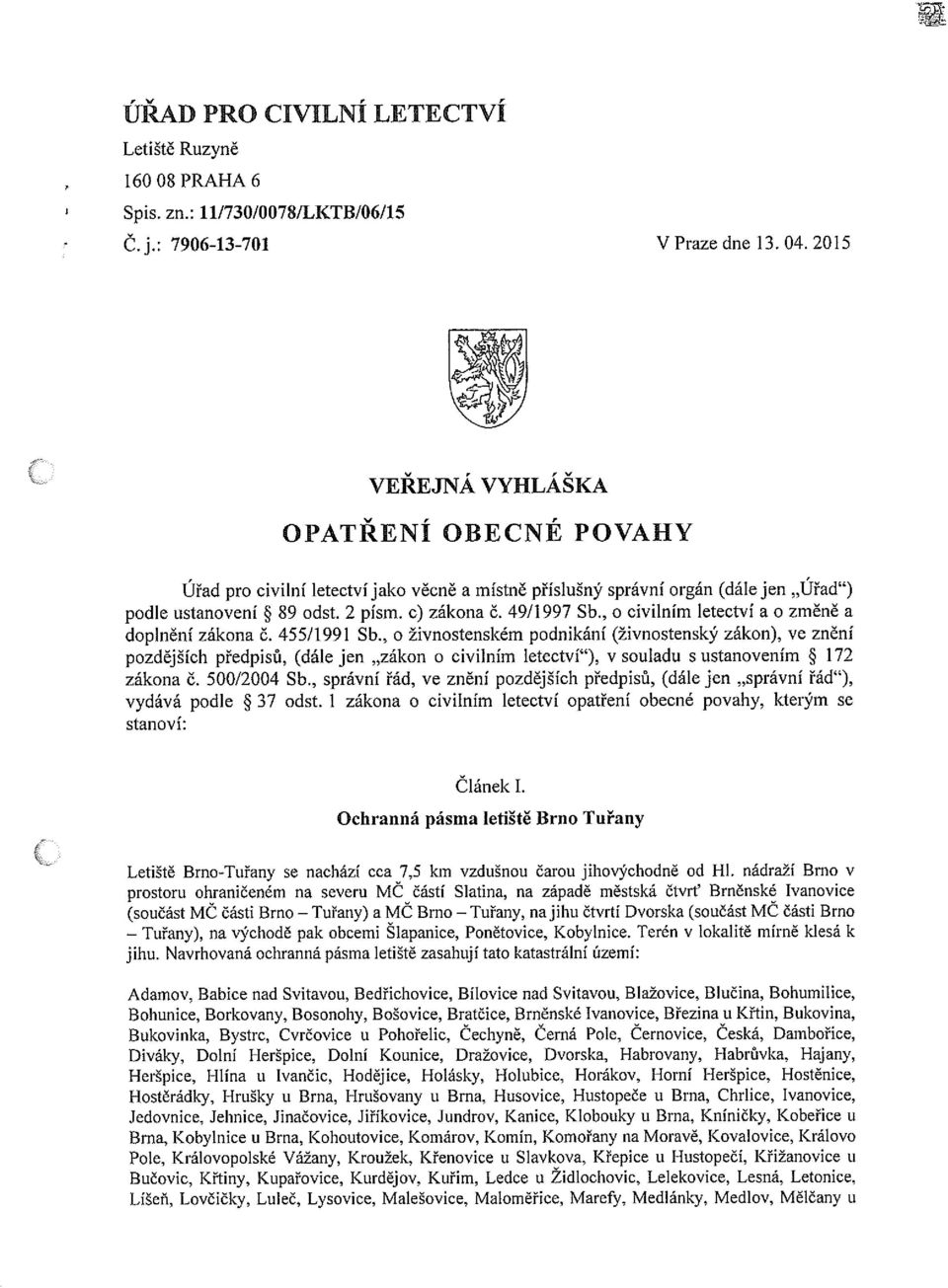 , o civilním letectví a o změně a doplnění zákona č. 455/1991 Sb.