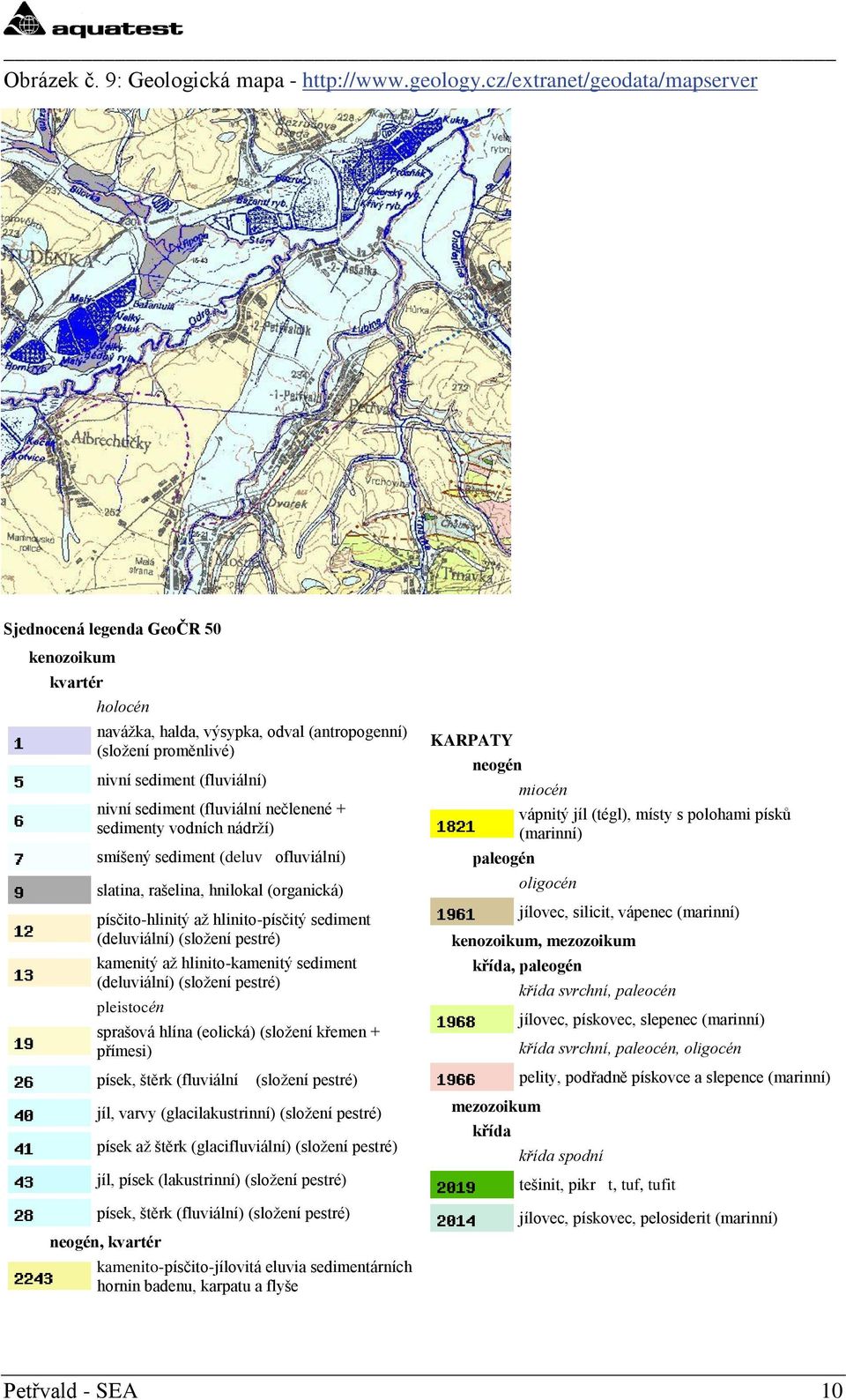 (fluviální nečlenené + sedimenty vodních nádrží) smíšený sediment (deluvofluviální) slatina, rašelina, hnilokal (organická) písčito-hlinitý až hlinito-písčitý sediment (deluviální) (složení pestré)