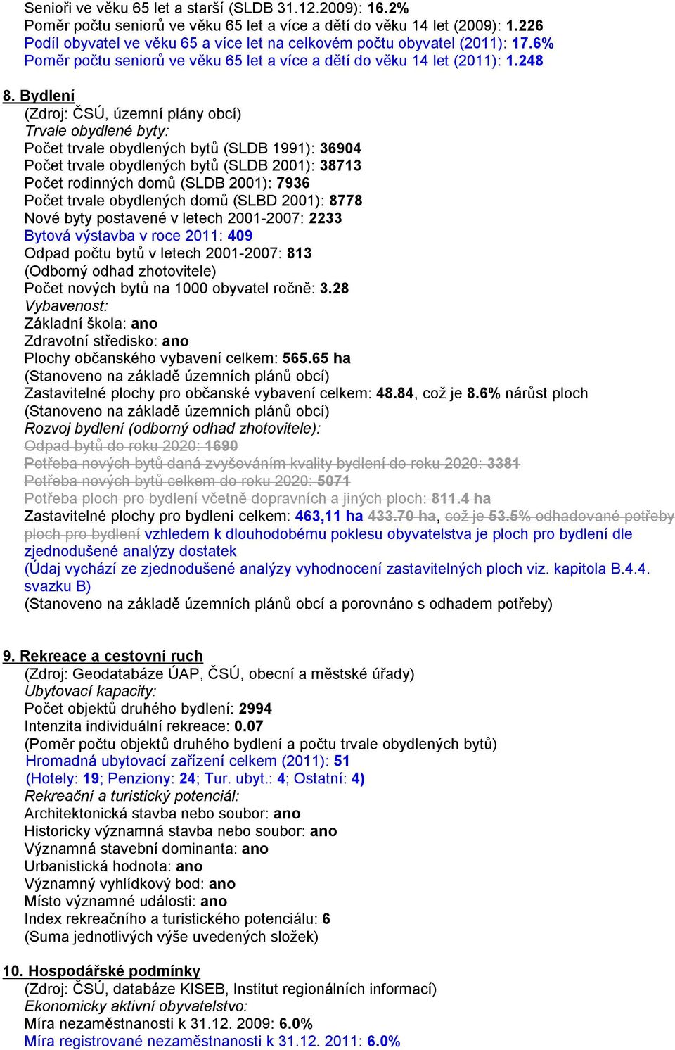 Bydlení (Zdroj: ČSÚ, územní plány obcí) Trvale obydlené byty: Počet trvale obydlených bytů (SLDB 1991): 36904 Počet trvale obydlených bytů (SLDB 2001): 38713 Počet rodinných domů (SLDB 2001): 7936