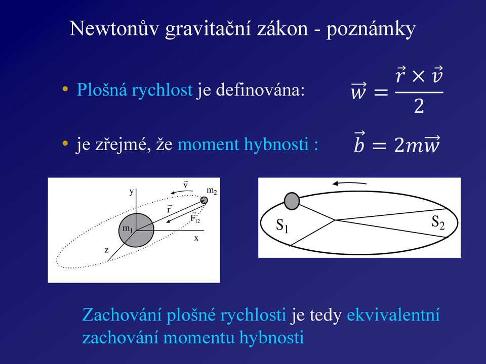 = 2mw y v m 2 z m 1 F 12 x S 1 S 2 Zachování plošné