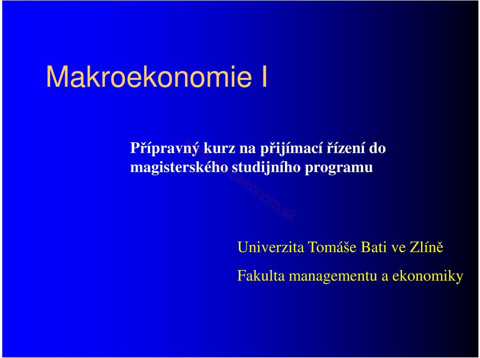 studijního programu Univerzita Tomáše