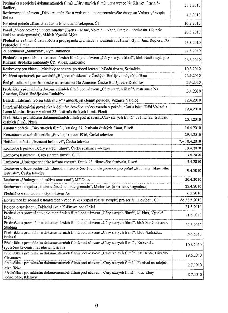 Stárek - přednáška Historie českého undergroundu), M,klub Vysoké M$10 Přednáška v rámci tématu médiu II propaganda.,samizdat v totalitním režimu", Gym, Juna Keplera, Na Pohořelci, Praha 20.3,2010 23.