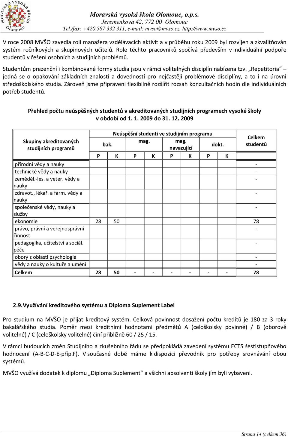 Studentům prezenční i kombinované formy studia jsou v rámci volitelných disciplín nabízena tzv.