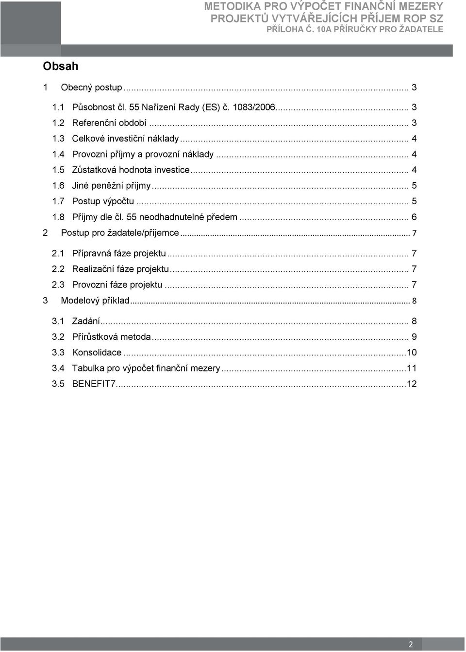 55 neodhadnutelné předem... 6 2 Postup pro žadatele/příjemce... 7 2.1 Přípravná fáze projektu... 7 2.2 Realizační fáze projektu... 7 2.3 Provozní fáze projektu.