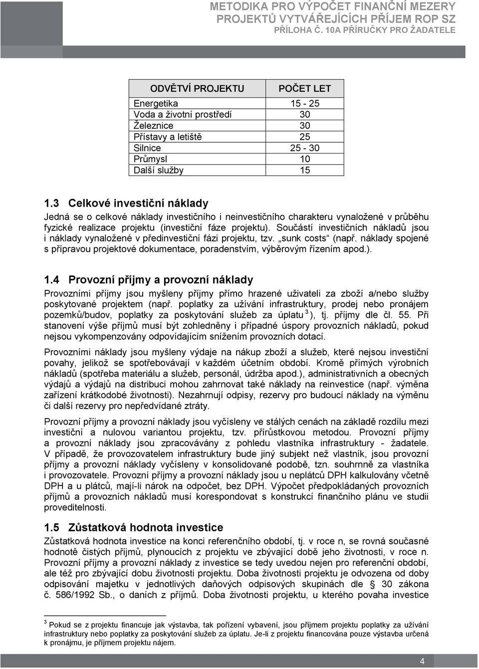 Součástí investičních nákladů jsou i náklady vynaložené v předinvestiční fázi projektu, tzv. sunk costs (např. náklady spojené s přípravou projektové dokumentace, poradenstvím, výběrovým řízením apod.