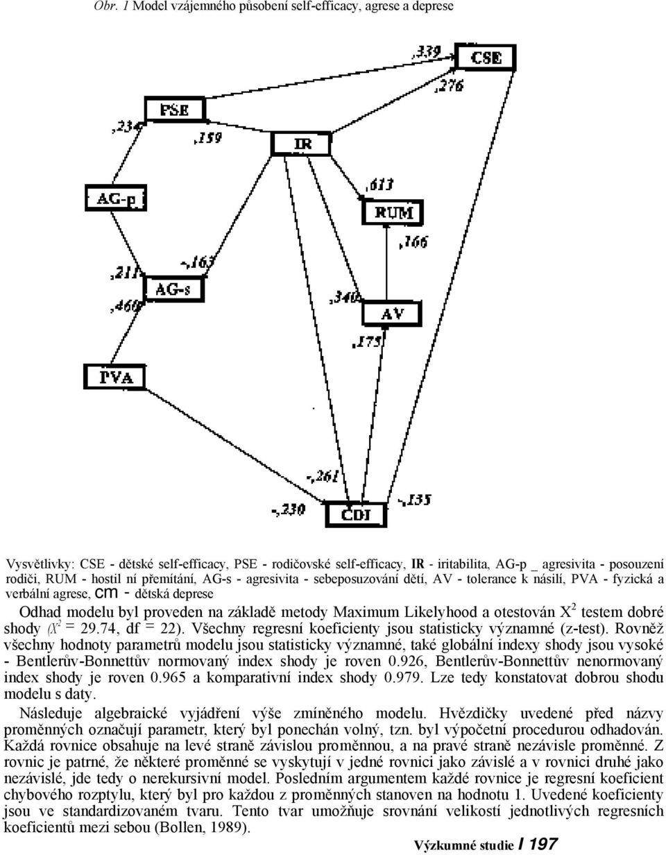 Likelyhood a otestován X 2 testem dobré shody (X 2 = 29.74, df = 22). Všechny regresní koeficienty jsou statisticky významné (z-test).