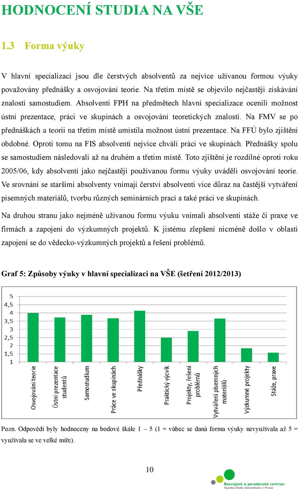 Absolventi FPH na předmětech hlavní specializace ocenili možnost ústní prezentace, práci ve skupinách a osvojování teoretických znalostí.