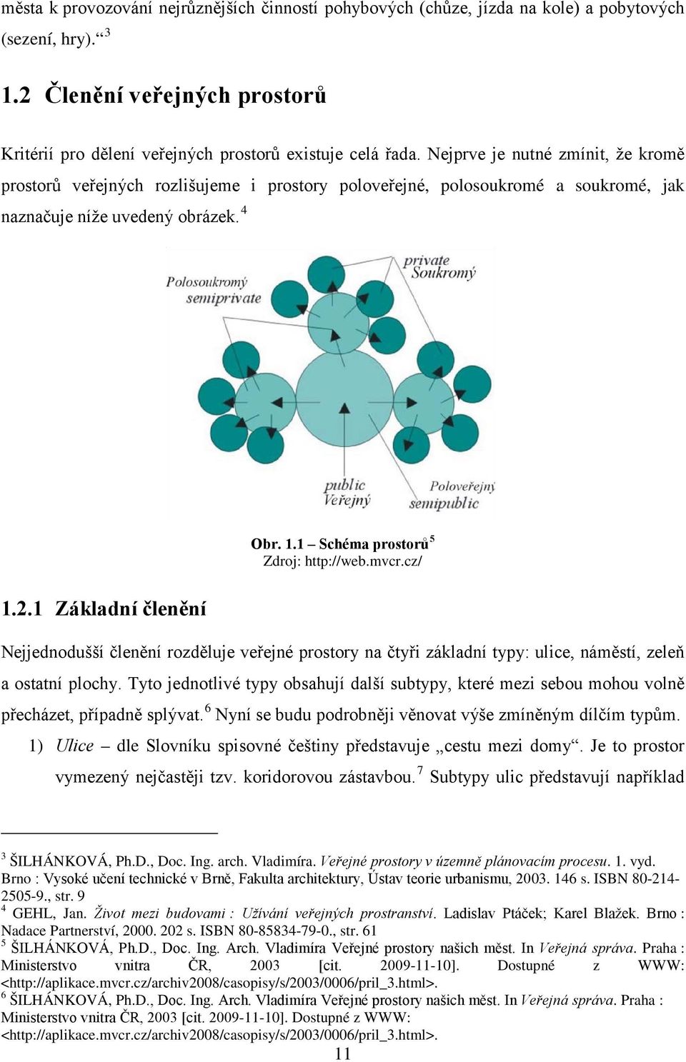 mvcr.cz/ Nejjednodušší členění rozděluje veřejné prostory na čtyři základní typy: ulice, náměstí, zeleň a ostatní plochy.