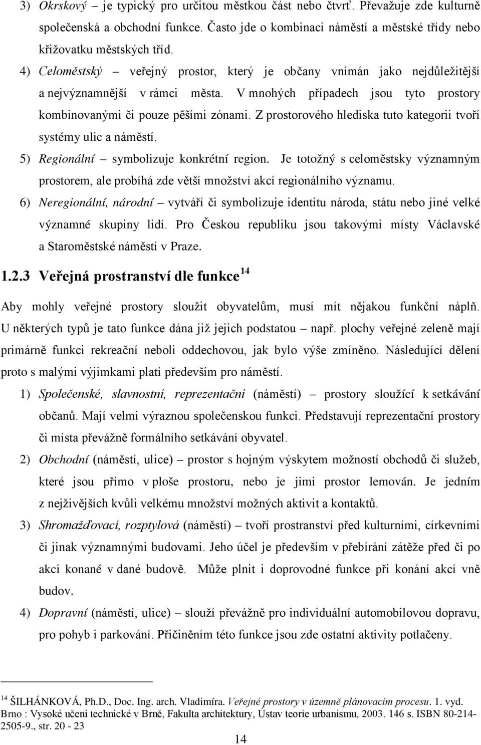 Z prostorového hlediska tuto kategorii tvoří systémy ulic a náměstí. 5) Regionální symbolizuje konkrétní region.