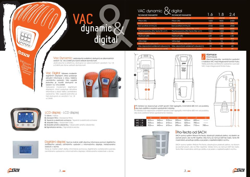 Vac Digital: Vybaven moderním digitálním displejem, který poskytuje aktuální informace o stavu Vašeho centrálního vysávání. Tato vyspělá jednotka je rovněž dostupná ve verzích.,.8 a.kw.