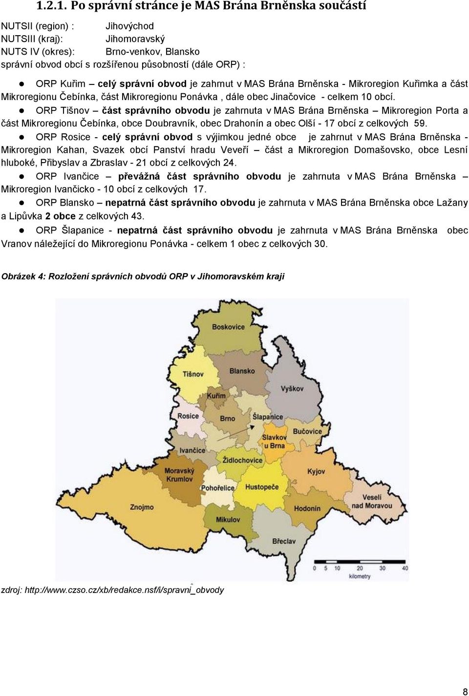 ORP Tišnov část správního obvodu je zahrnuta v MAS Brána Brněnska Mikroregion Porta a část Mikroregionu Čebínka, obce Doubravník, obec Drahonín a obec Olší - 17 obcí z celkových 59.