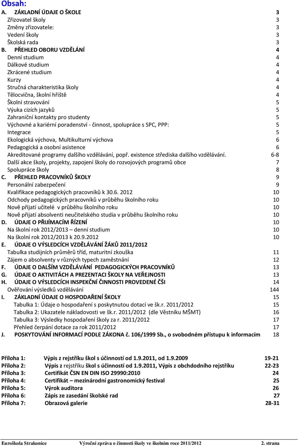 kontakty pro studenty 5 Výchovné a kariérní poradenství - činnost, spolupráce s SPC, PPP: 5 Integrace 5 Ekologická výchova, Multikulturní výchova 6 Pedagogická a osobní asistence 6 Akreditované