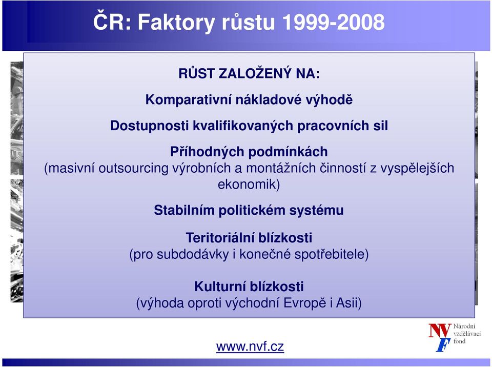 montážních činností z vyspělejších ekonomik) Stabilním politickém systému Teritoriální