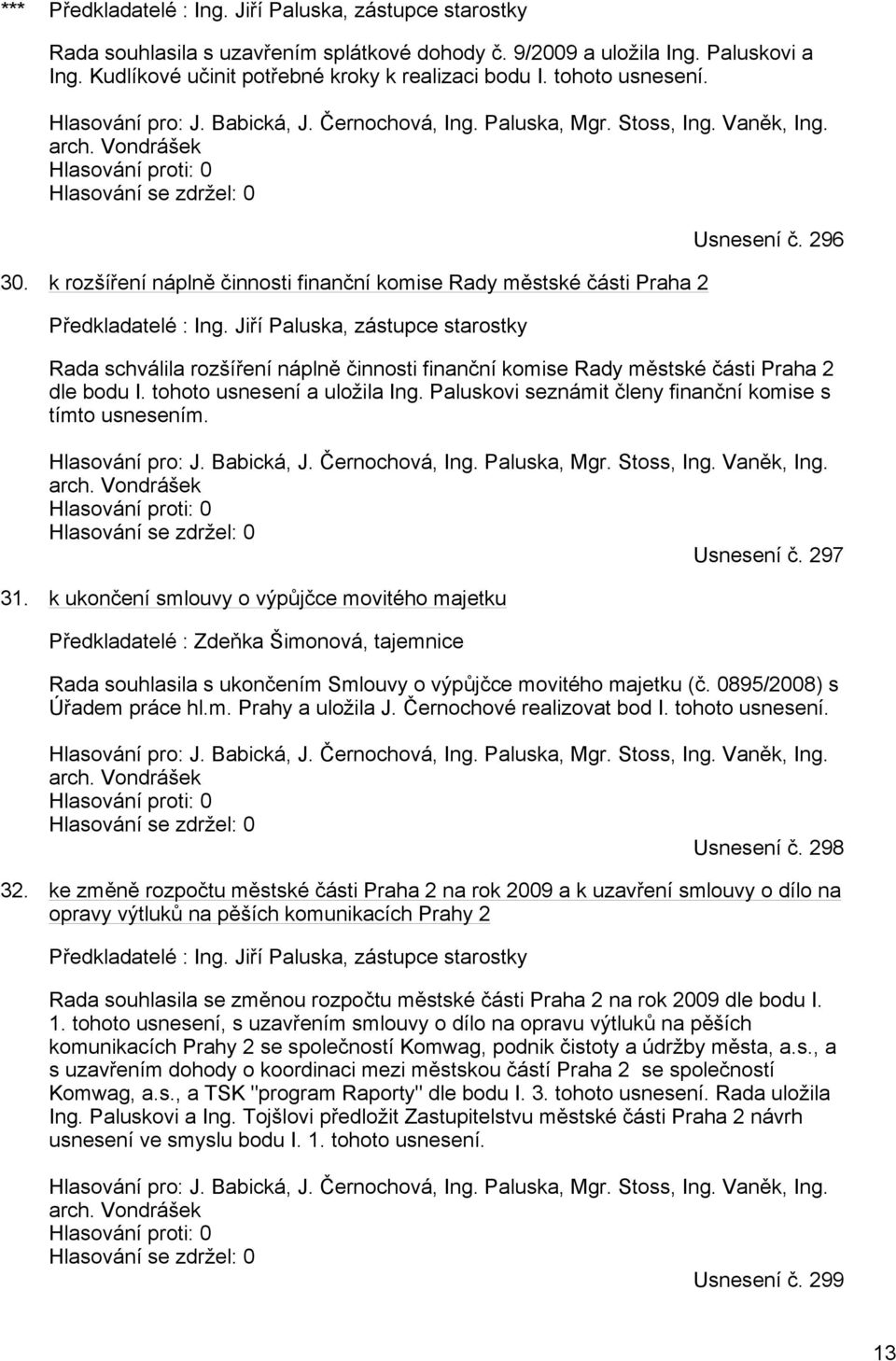 k rozšíření náplně činnosti finanční komise Rady městské části Praha 2 Předkladatelé : Ing. Jiří Paluska, zástupce starostky Usnesení č.