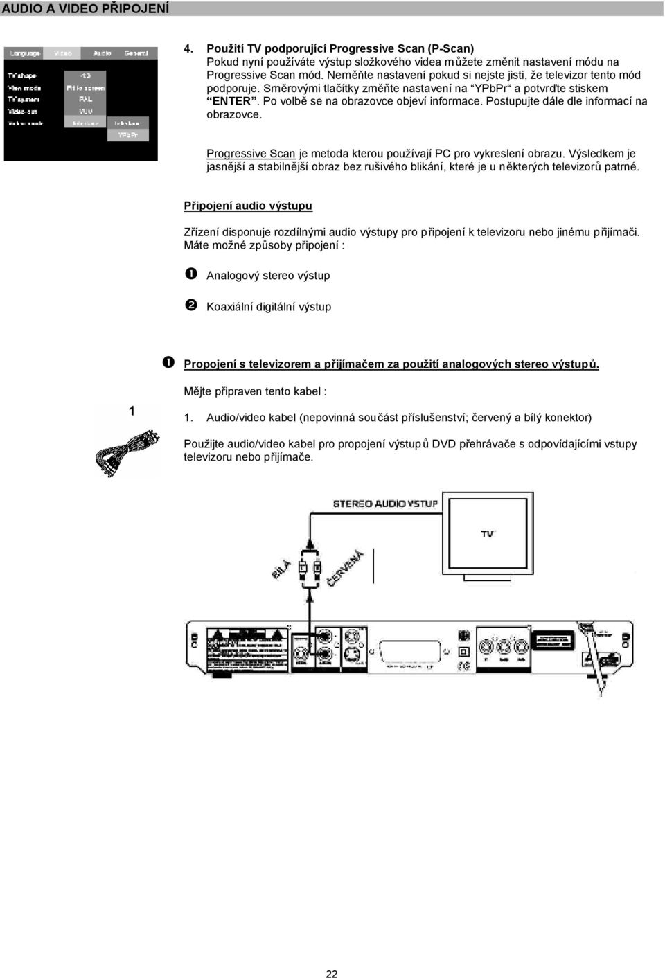 Postupujte dále dle informací na obrazovce. Progressive Scan je metoda kterou používají PC pro vykreslení obrazu.