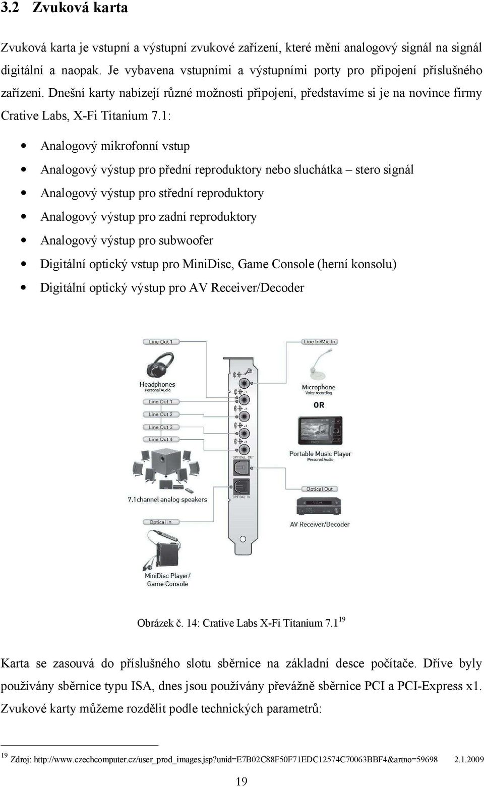 1: Analogový mikrofonní vstup Analogový výstup pro přední reproduktory nebo sluchátka stero signál Analogový výstup pro střední reproduktory Analogový výstup pro zadní reproduktory Analogový výstup