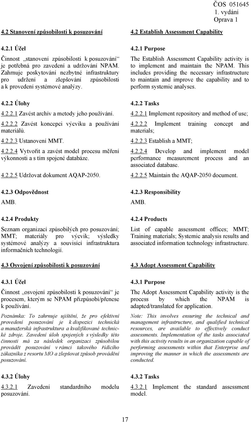 This includes providing the necessary infrastructure to maintain and improve the capability and to perform systemic analyses. 4.2.2 Úlohy 4.2.2 Tasks 4.2.2.1 Zavést archív a metody jeho používání. 4.2.2.1 Implement repository and method of use; 4.