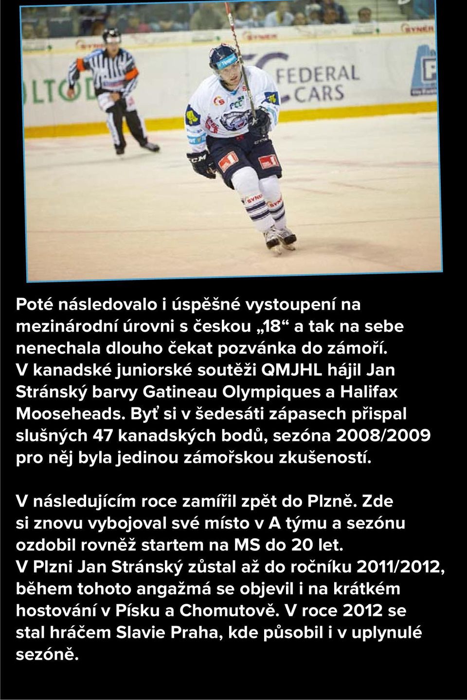 Byť si v šedesáti zápasech přispal slušných 47 kanadských bodů, sezóna 2008/2009 pro něj byla jedinou zámořskou zkušeností. V následujícím roce zamířil zpět do Plzně.