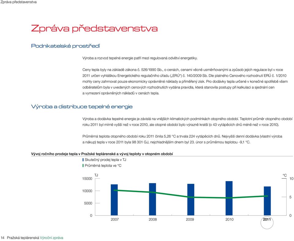 Dle platného Cenového rozhodnutí ERÚ č. 1/2010 mohly ceny zahrnovat pouze ekonomicky oprávněné náklady a přiměřený zisk.