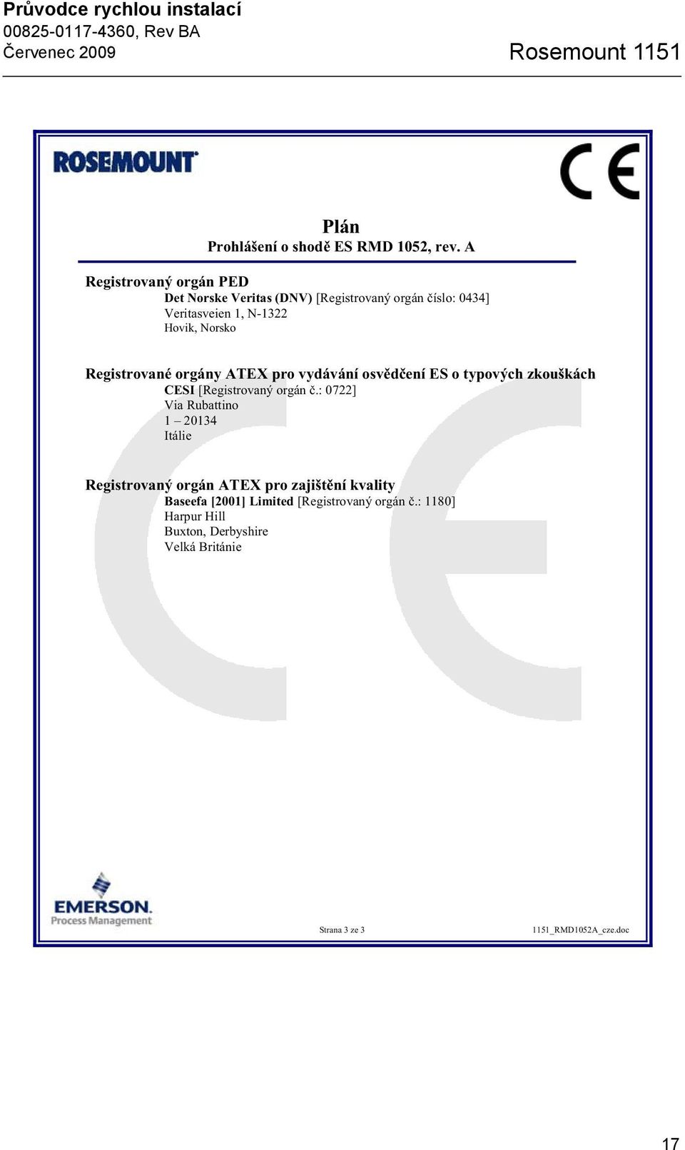 ATEX pro vydávání osv d ení ES o typových zkouškách CESI [Registrovaný orgán.