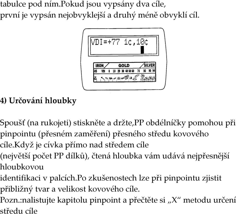 kovového cíle.