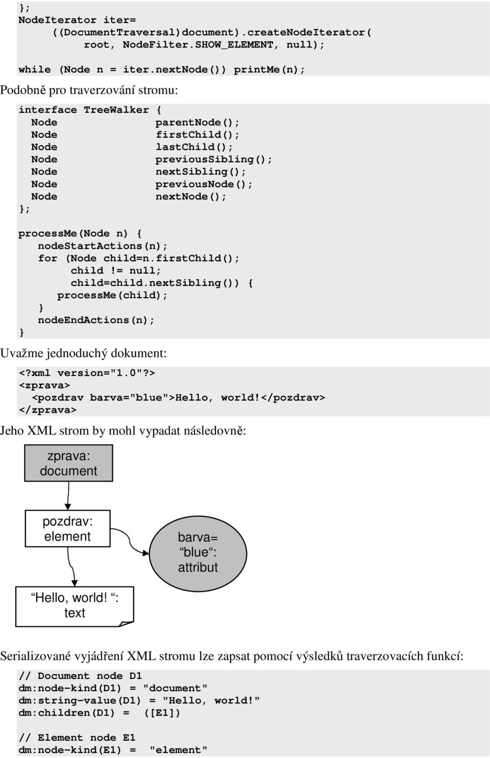 previousnode(); Node nextnode(); }; processme(node n) { nodestartactions(n); for (Node child=n.firstchild(); child!= null; child=child.