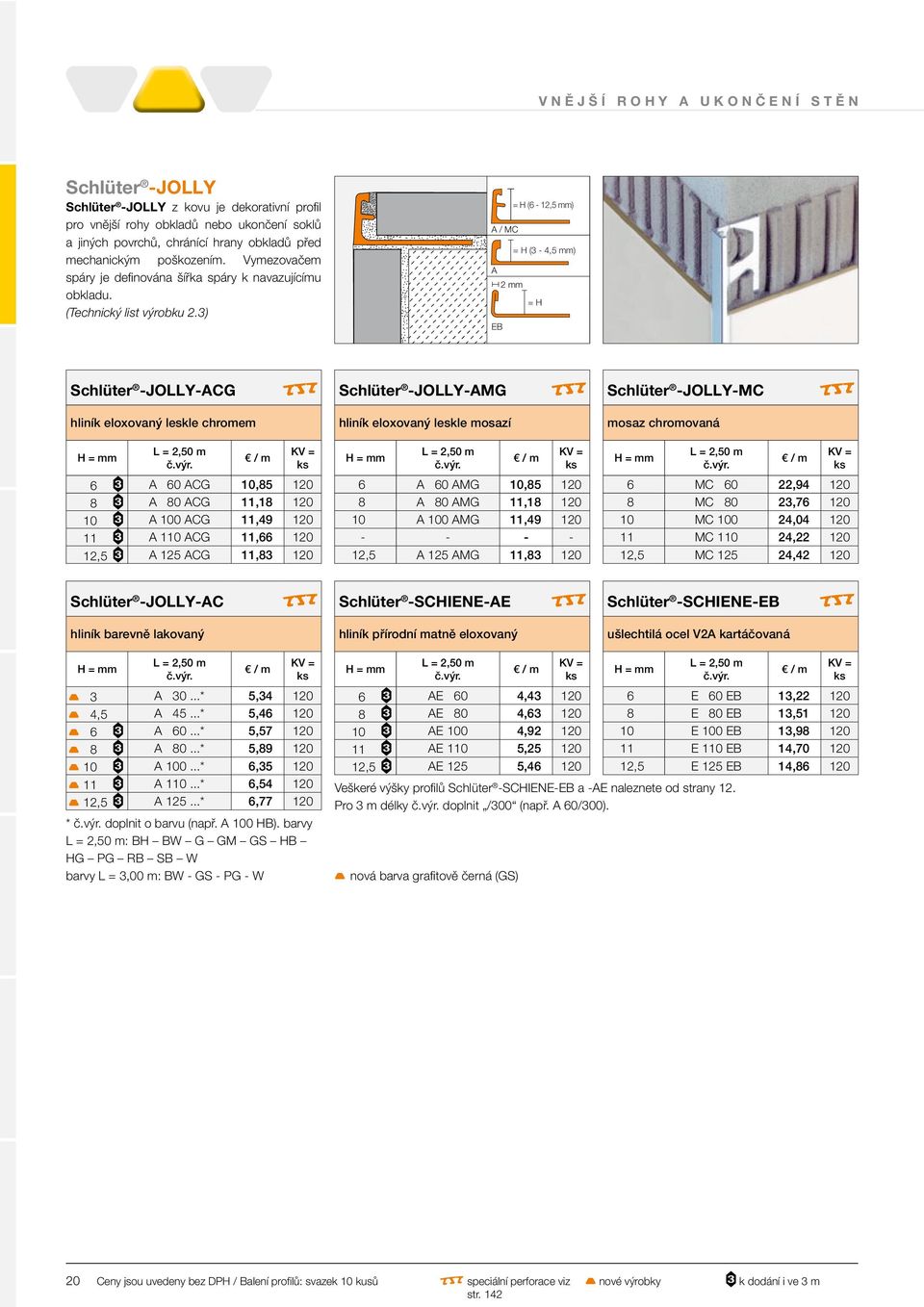 3) = H (6-12,5 mm) A / MC = H (3-4,5 mm) A 2 mm = H EB Schlüter -JOLLY-ACG Schlüter -JOLLY-AMG Schlüter -JOLLY-MC hliník eloxovaný leskle chromem hliník eloxovaný leskle mosazí mosaz chromovaná 6 A