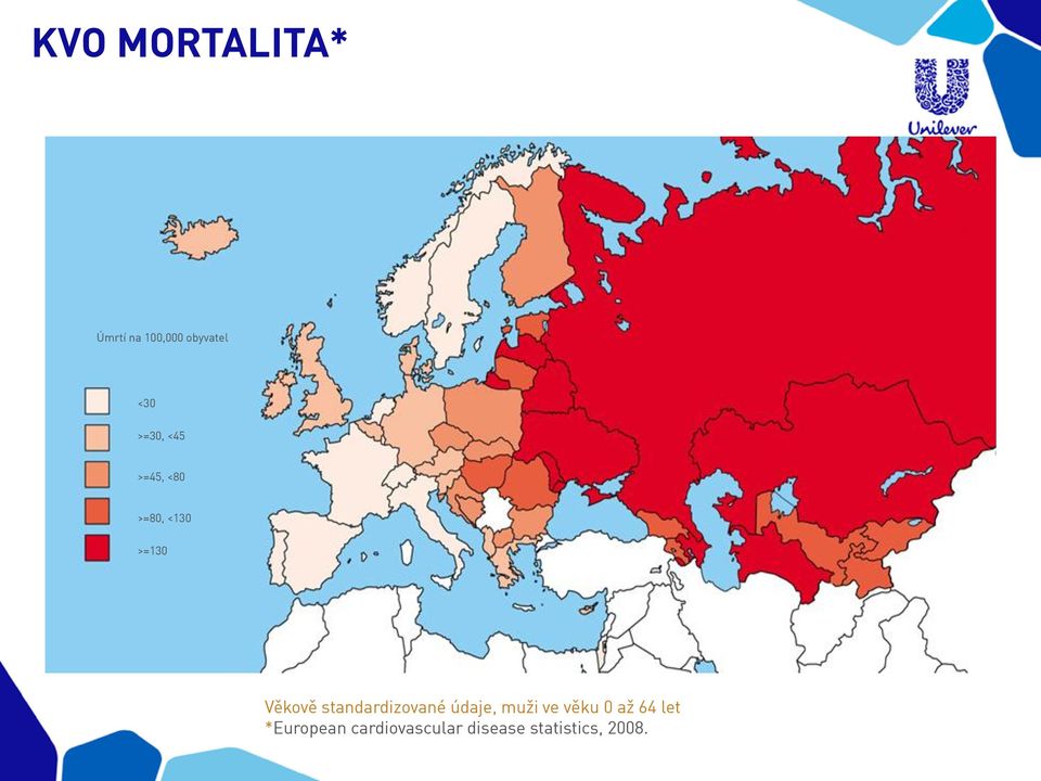 standardizované údaje, muži ve věku 0 až 64