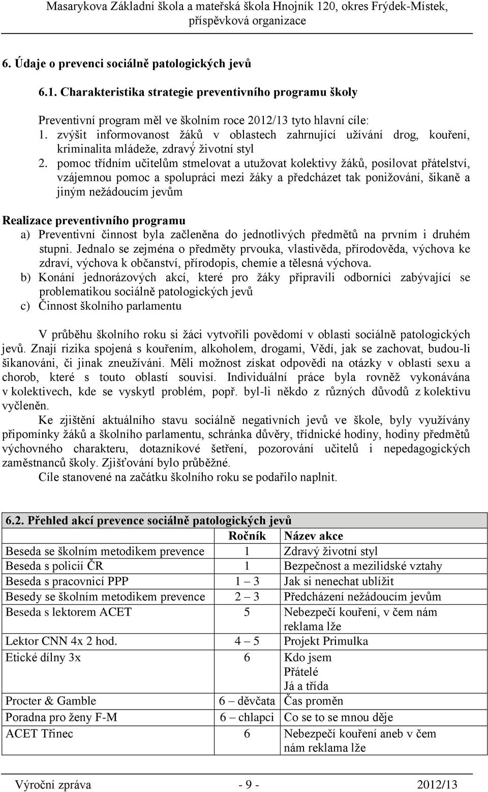 pomoc třídním učitelům stmelovat a utužovat kolektivy žáků, posilovat přátelství, vzájemnou pomoc a spolupráci mezi žáky a předcházet tak ponižování, šikaně a jiným nežádoucím jevům Realizace