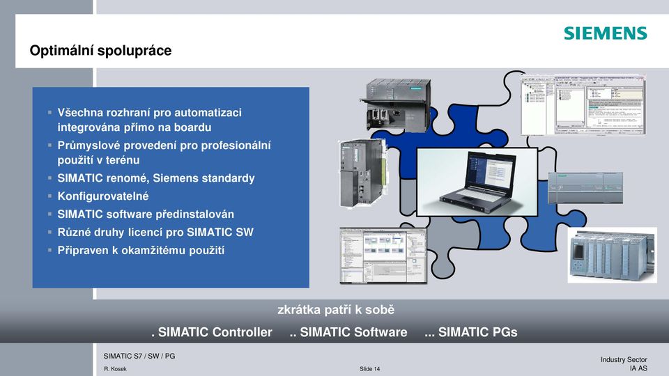 SIMATIC software předinstalován Různé druhy licencí pro SIMATIC SW Připraven k okamžitému