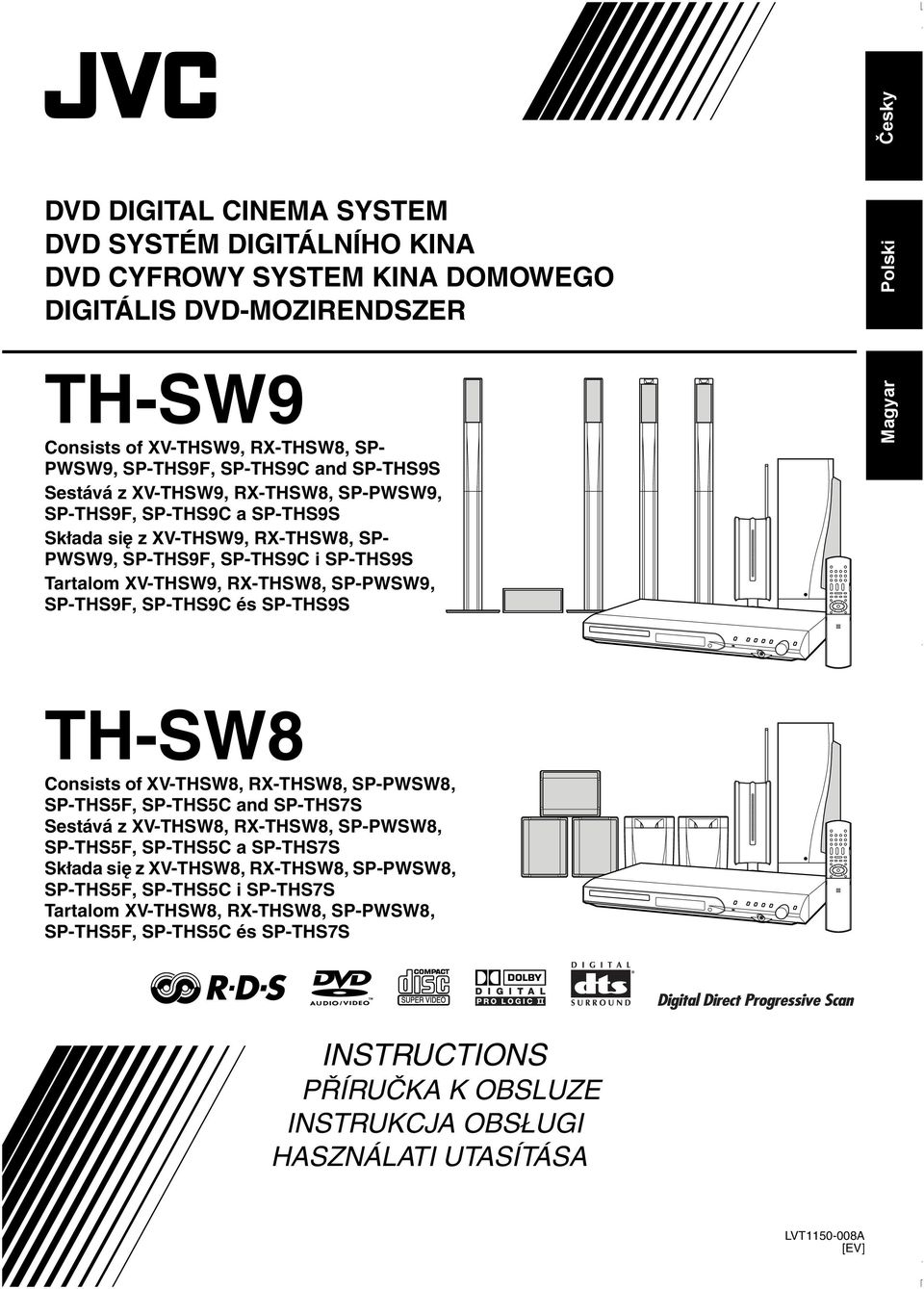 SP-THS9F, SP-THS9C és SP-THS9S Magyar TH-SW8 Consists of XV-THSW8, RX-THSW8, SP-PWSW8, SP-THS5F, SP-THS5C and SP-THS7S Sestává z XV-THSW8, RX-THSW8, SP-PWSW8, SP-THS5F, SP-THS5C a SP-THS7S Składa się