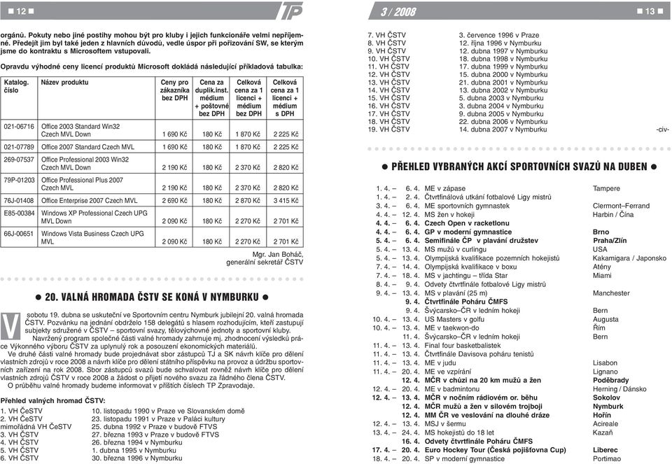 Opravdu výhodné ceny licencí produktù Microsoft dokládá následující pøíkladová tabulka: Katalog. Název produktu Ceny pro Cena za Celková Celková èíslo zákazníka duplik.inst.