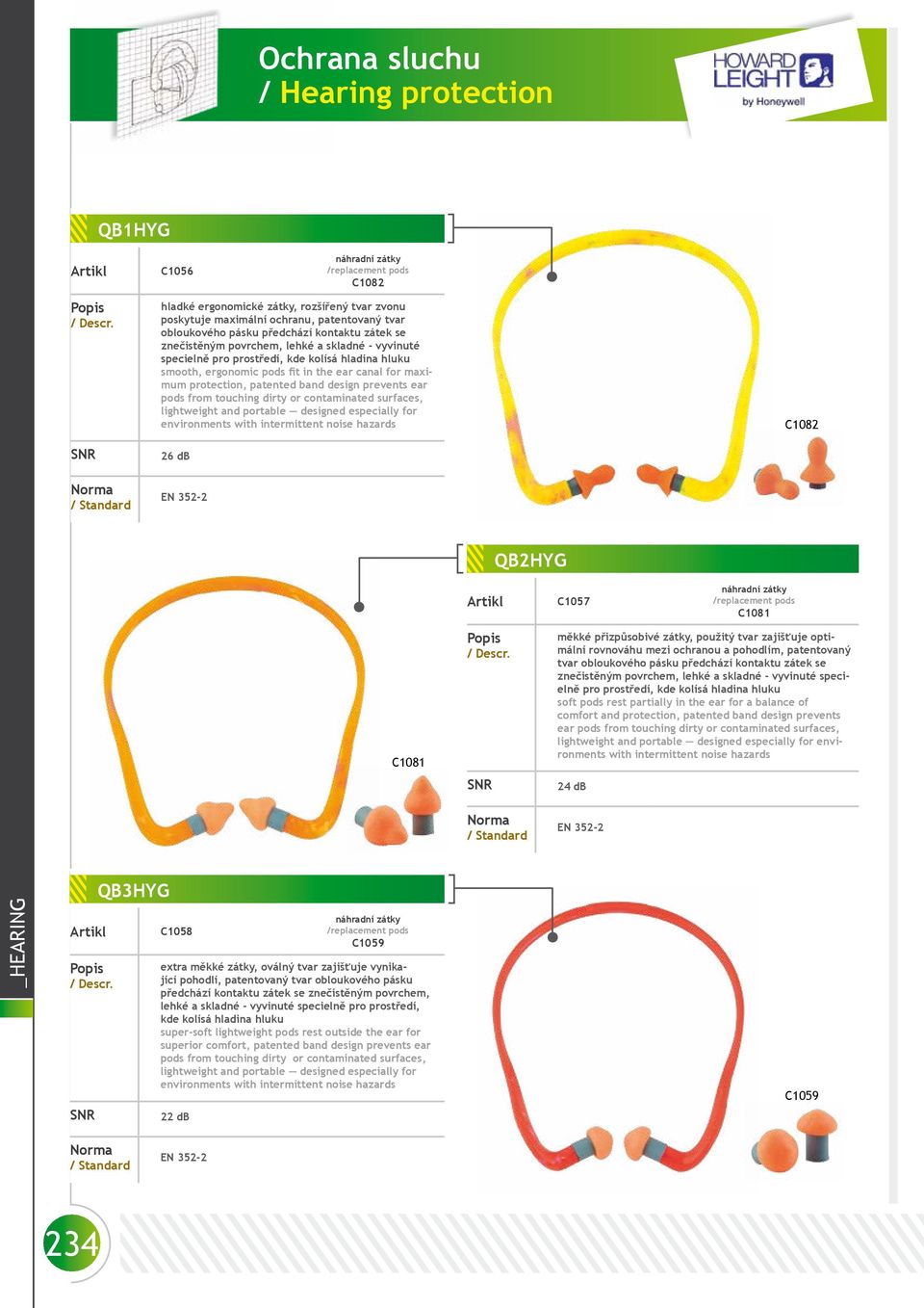 ear pods from touching dirty or contaminated surfaces, lightweight and portable designed especially for environments with intermittent noise hazards 26 db C1082 QB2HYG C1057 náhradní zátky