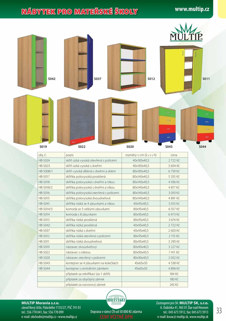 Kč HB-S008/1 skříň vysoká dělená s dveřmi a sklem 80x185x40,5 6 759 Kč HB-S017 skříňka polovysoká prosklená 80x140x40,5 5 355 Kč HB-S018 skříňka polovysoká s dveřmi a nikou 80x140x40,5 4 936 Kč