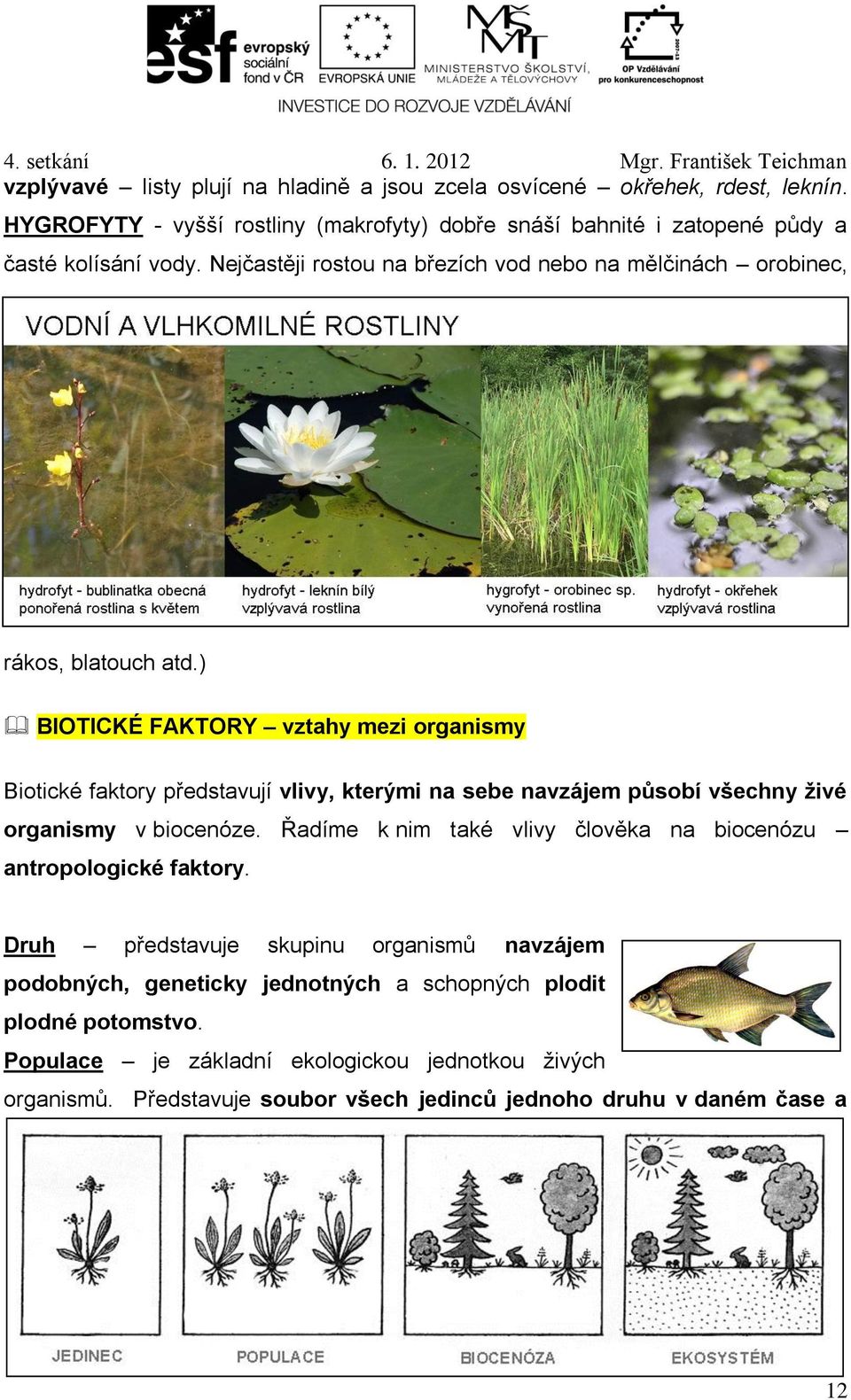 ) BIOTICKÉ FAKTORY vztahy mezi organismy Biotické faktory představují vlivy, kterými na sebe navzájem působí všechny živé organismy v biocenóze.