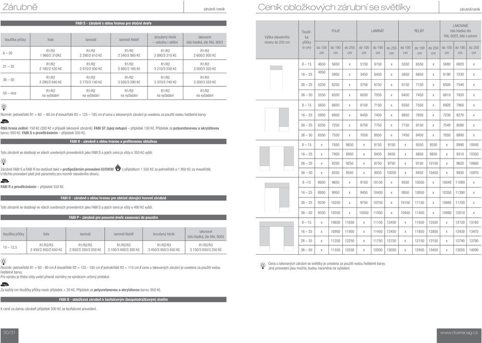 190 do 250 do 100 do 190 do 250 do 100 do 190 do 250 LAKOVANÉ bílá hladká dle RAL 9003, bílá s pórem do 100 do 190 do 250 21 35 36 50 50 více 2 180/2 530 Kč 2 290/2 640 Kč na vyžádání 2 610/2 930 Kč